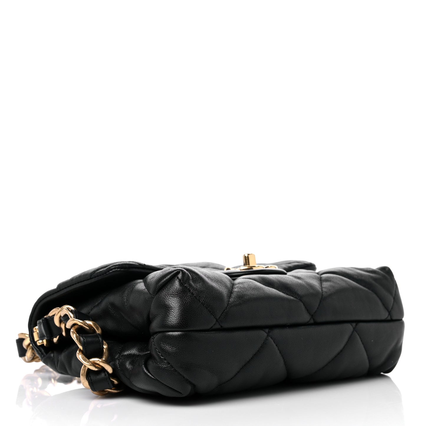 Lambskin Quilted Small Chain Top Handle Flap Black