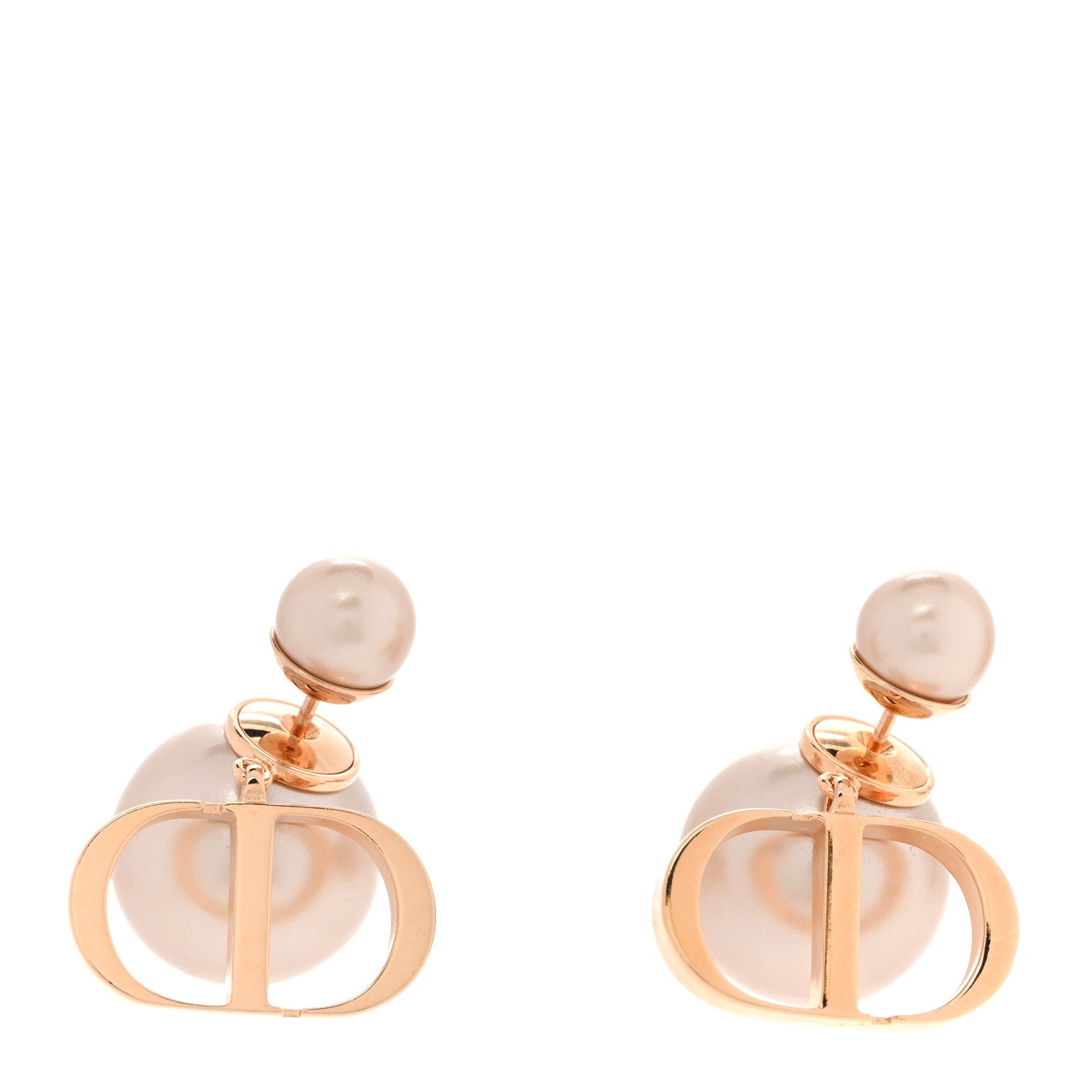 Christian Dior Metal Pearl Tribales Earrings Pink Gold 1 of 6