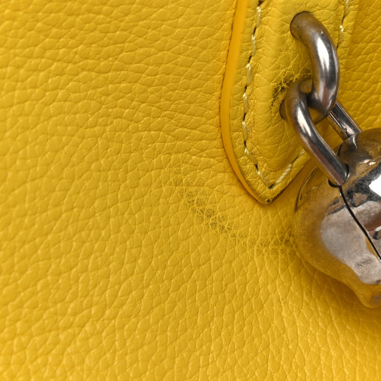 Pebbled Calfskin Mini Padlock Tote Yellow