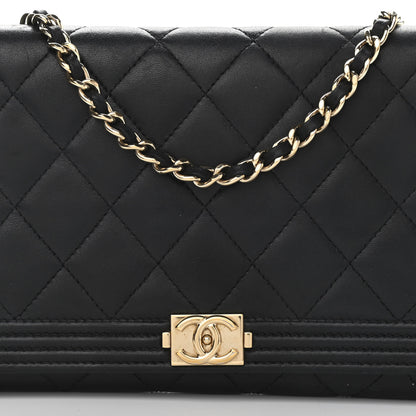 Chanel Lambskin Quilted Boy Wallet On Removable Chain WOC Black 9 of 11