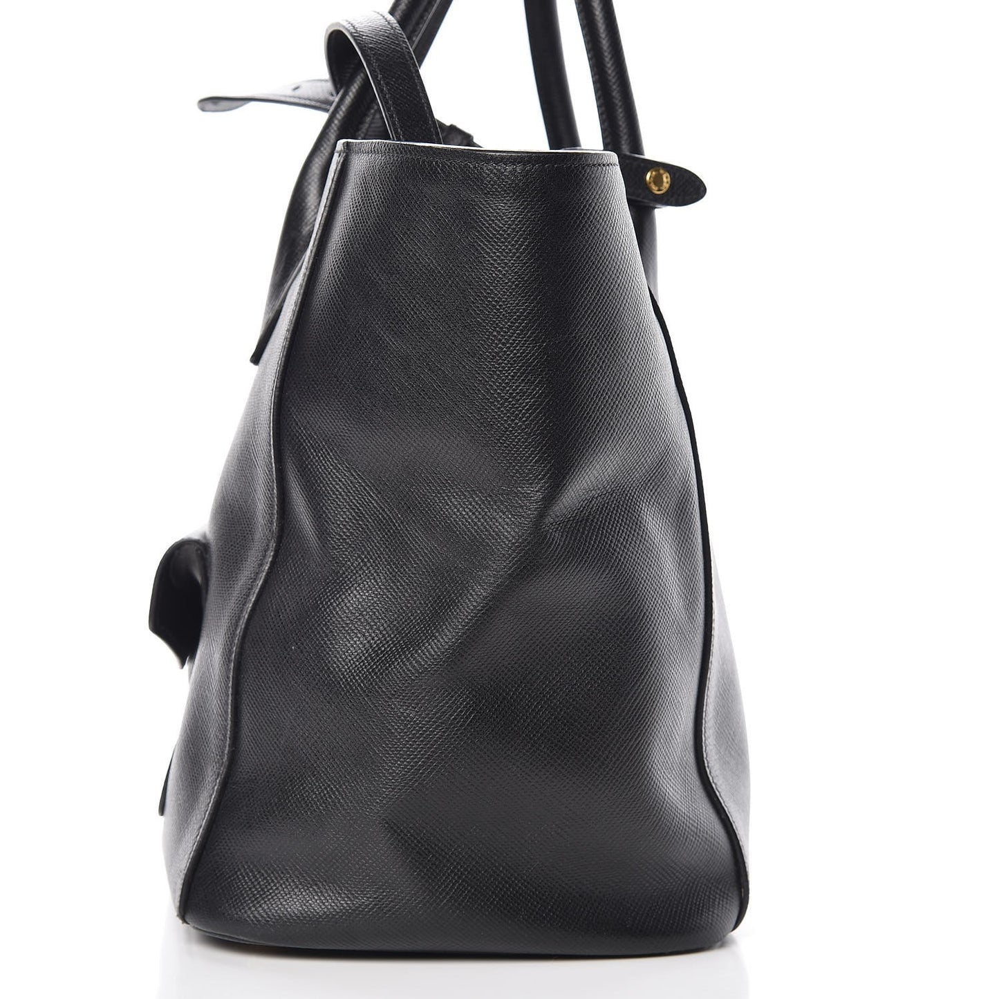 Saffiano Cuir Front Pocket Tote Black