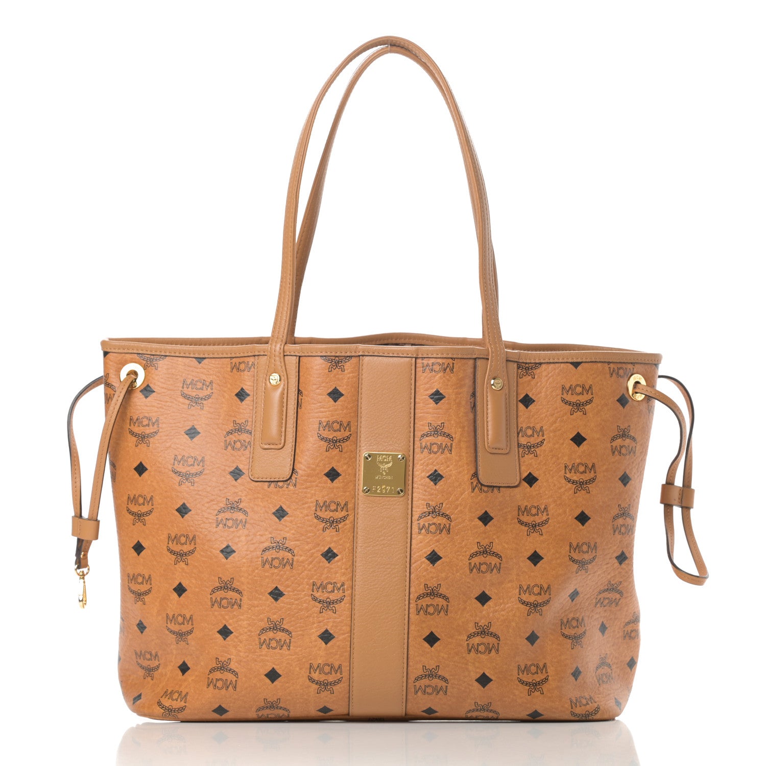 MCM Visetos Medium Liz Reversible Shopper Tote Cognac 3 of 16