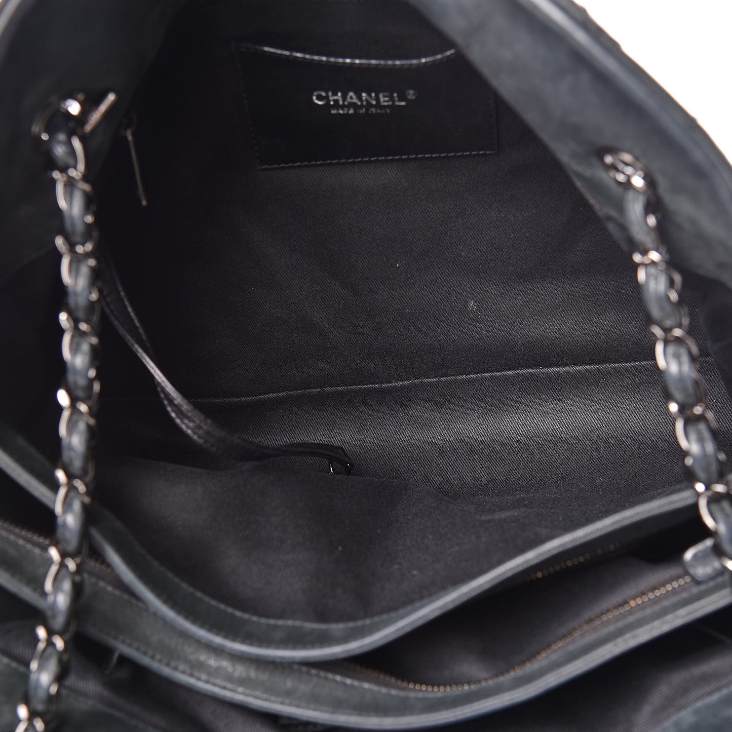 Iridescent Calfskin Large Just Mademoiselle Bowling Bag Black