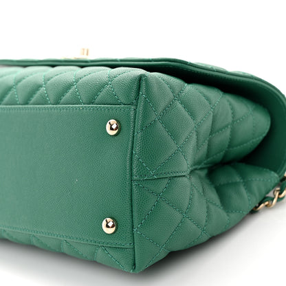 Chanel Caviar Quilted Small Coco Handle Flap Green 9 of 9