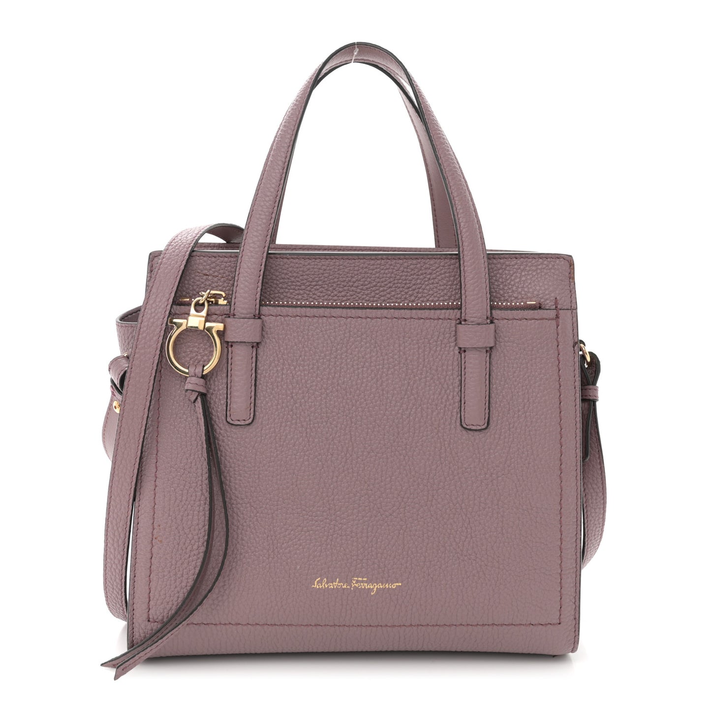Grained Calfskin Double Handle Small Amy Tote Cinder Rose