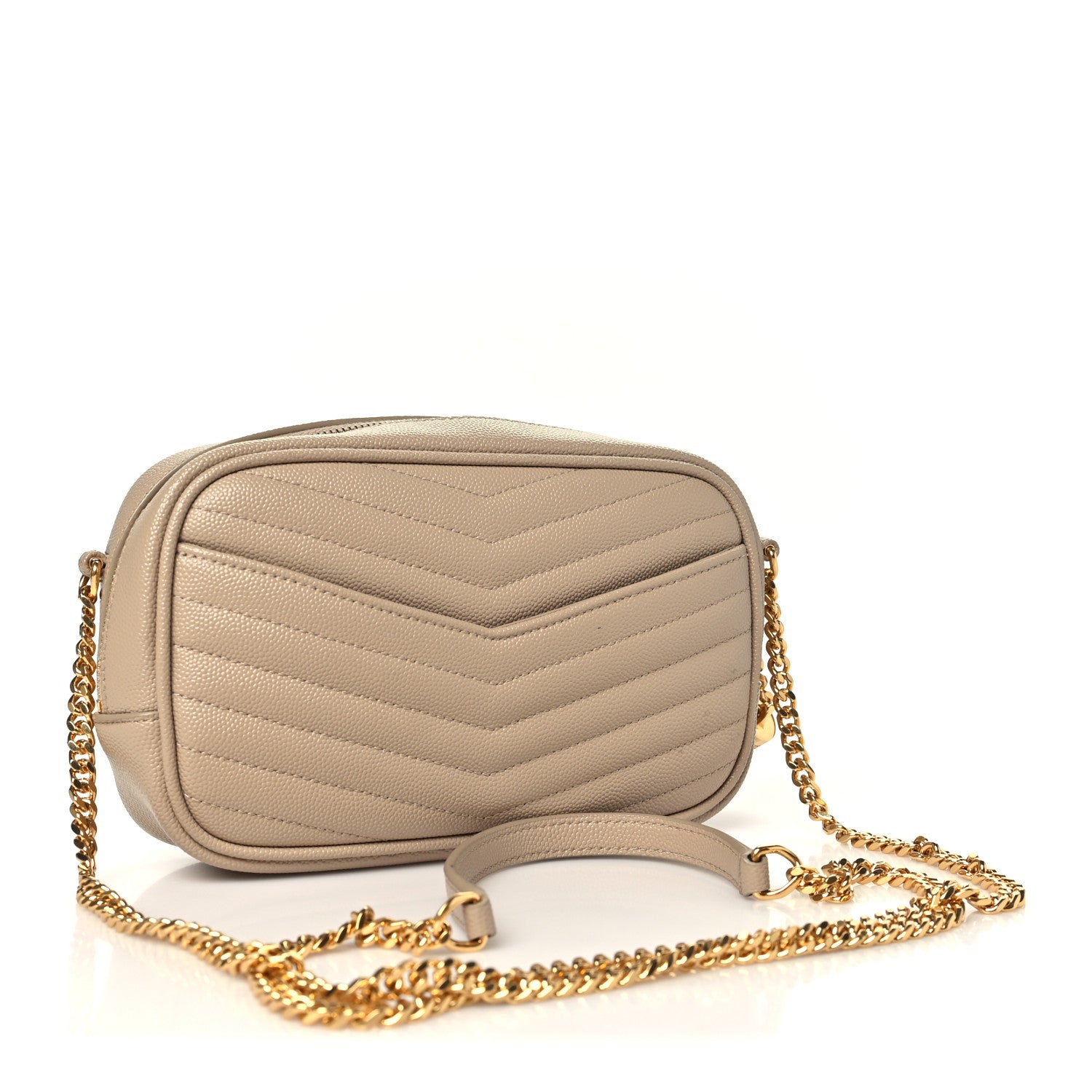 Saint Laurent Grain De Poudre Matelasse Monogram Mini Lou Camera Bag Dark Beige 3 of 11