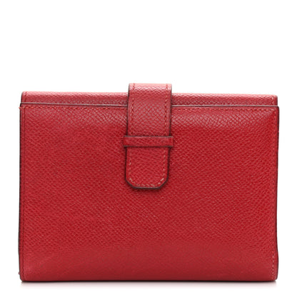 Hermes Courchevel Tri-Fold Compact Wallet Rouge Vif 1 of 12