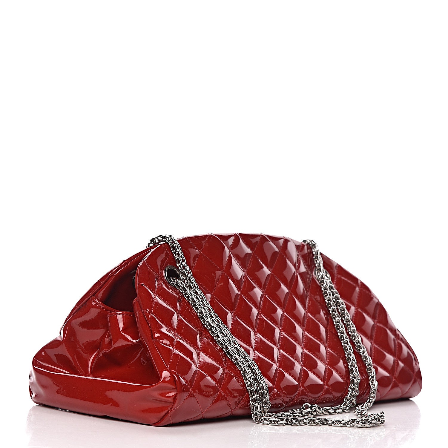 Chanel Patent Quilted Medium Just Mademoiselle Bowling Bag Red 3 of 12