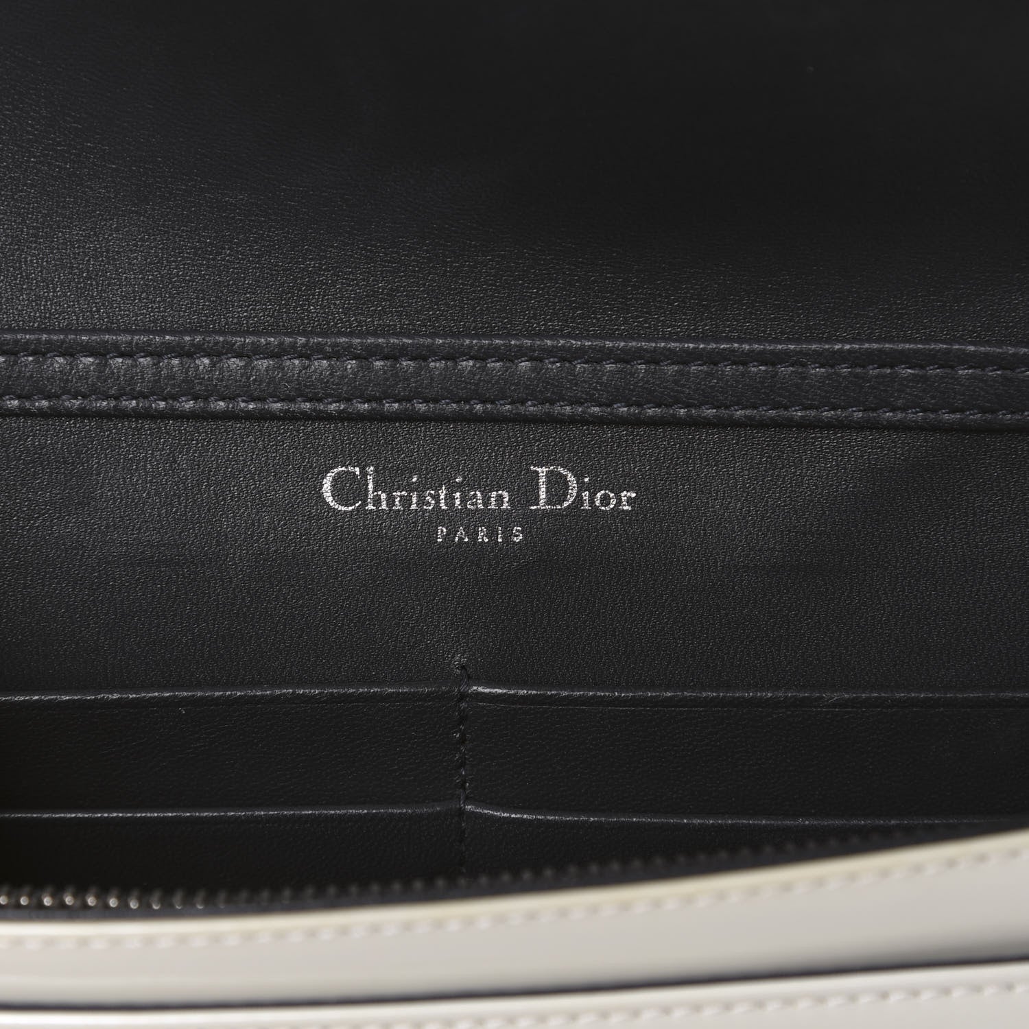 Christian Dior Patent Micro-Cannage Diorama Wallet on Chain Pouch White 8 of 9
