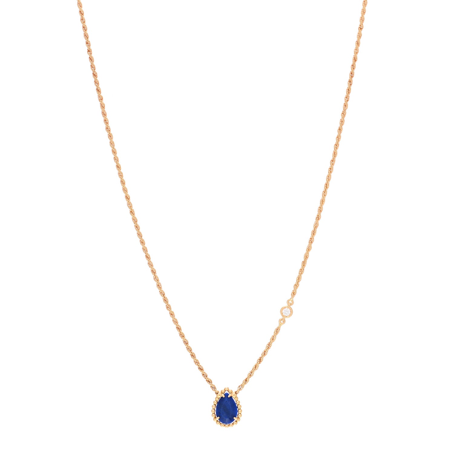 Boucheron 18K Yellow Gold Diamond Lapis Lazuli XS Serpent Boheme Necklace 1 of 6