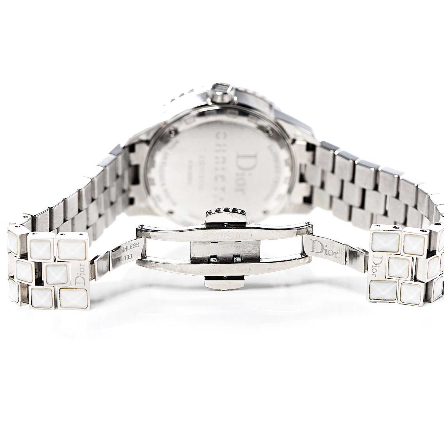 Stainless Steel Diamond Bezel Sapphire 33mm Christal Quartz Watch White