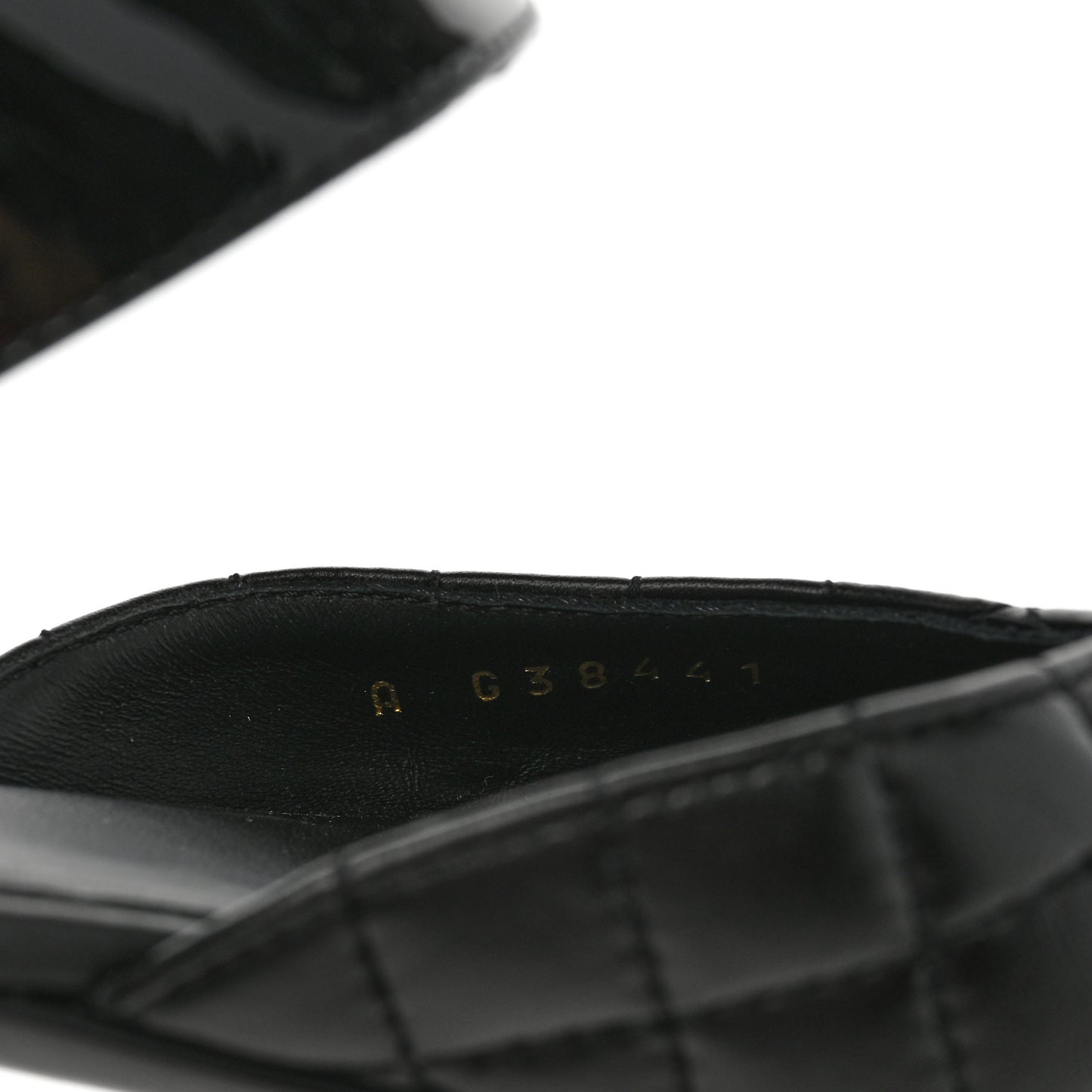 Patent Lambskin Quilted Cap Toe Ballerina Flats 36 Black
