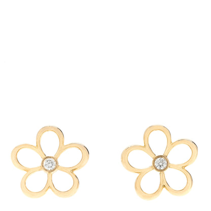 Tiffany 18K Yellow Gold Diamond Small Open Flower Earrings 1 of 4
