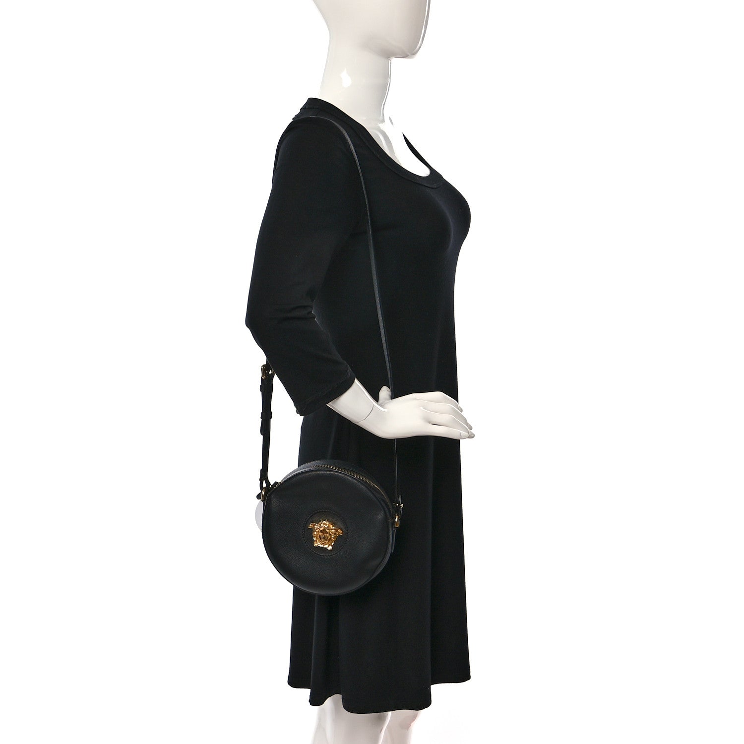 Versace Calfskin La Medusa Round Camera Bag Black 2 of 8