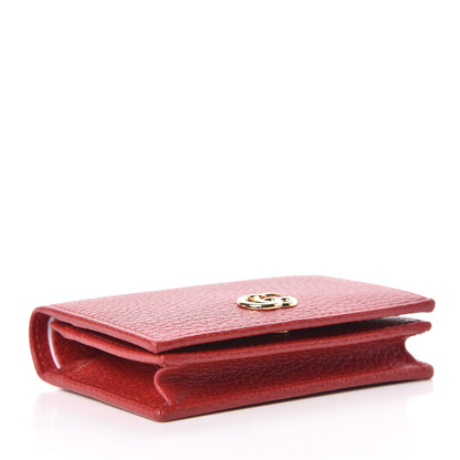 Gucci Pebbled Calfskin GG Marmont Card Case Hibiscus Red 4 of 8