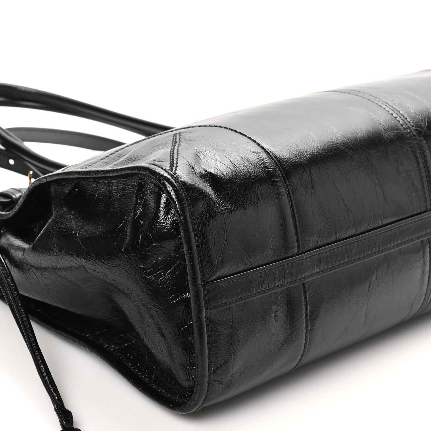 Prada Glossy Calfskin Triangle Large Bonnie Shoulder Bag Black 8 of 9