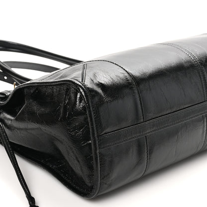 Prada Glossy Calfskin Triangle Large Bonnie Shoulder Bag Black 8 of 9