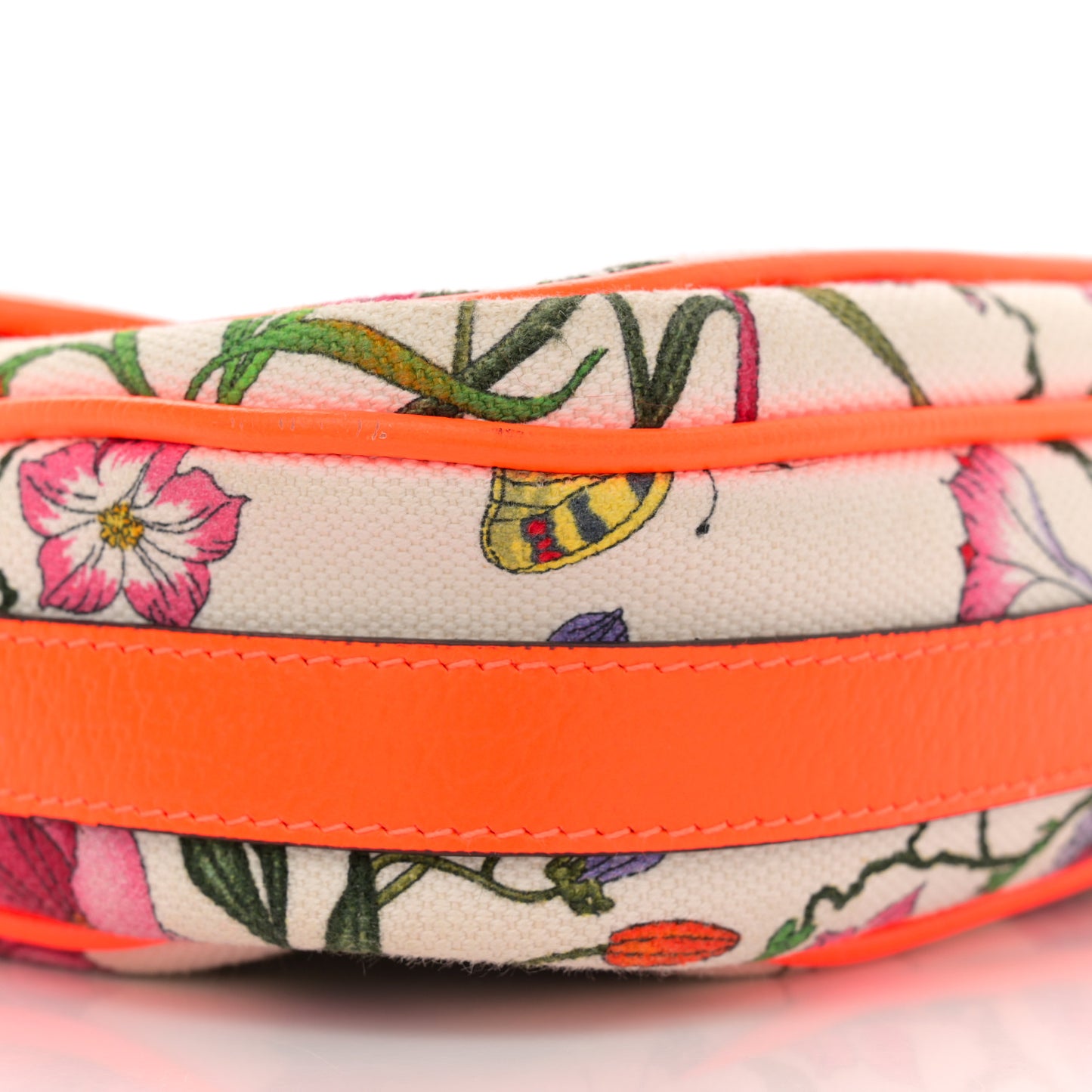 Canvas Flora Floral Shoulder Bag White Orange Fluo