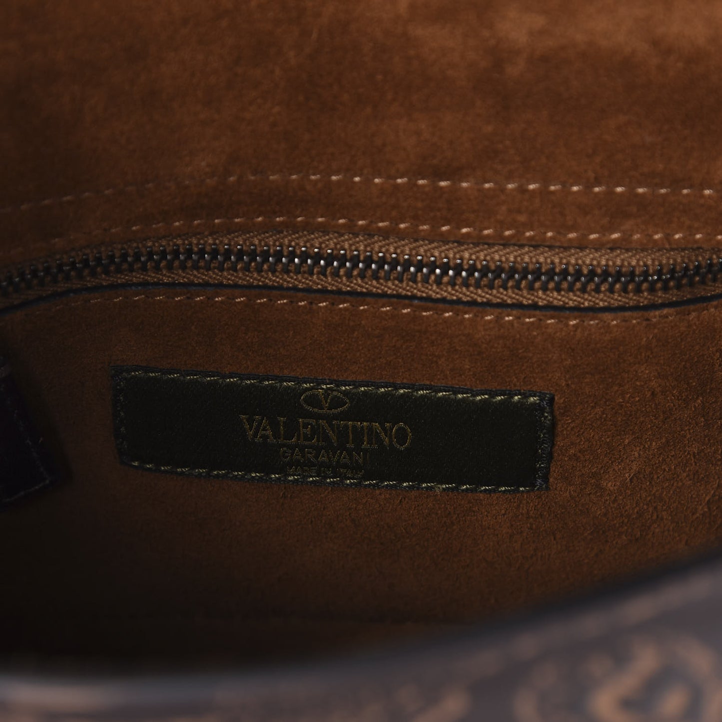 Calfskin Santeria Embossed Medium Rockstud Rolling Flap Saddle Bag Brown