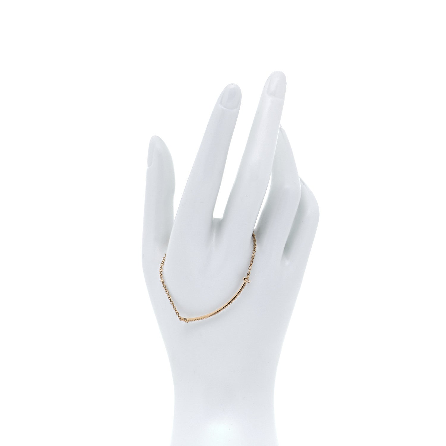 Tiffany 18K Yellow Gold Diamond T Smile Bracelet 2 of 7