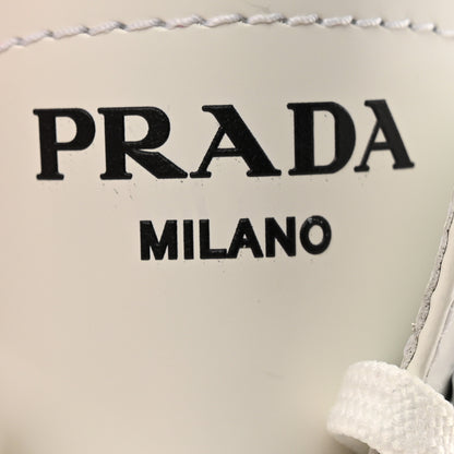 Prada Spazzolato Rois Re-Nylon Metal Triangle Logo Monolith Pouch Pocket 60mm Combat Boots 35.5 White 6 of 10