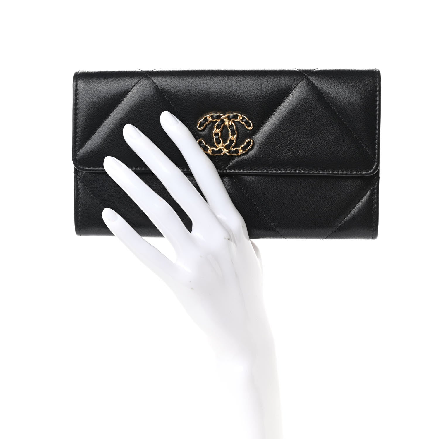 Chanel Lambskin Quilted Chanel 19 Flap Wallet Black 2 of 8