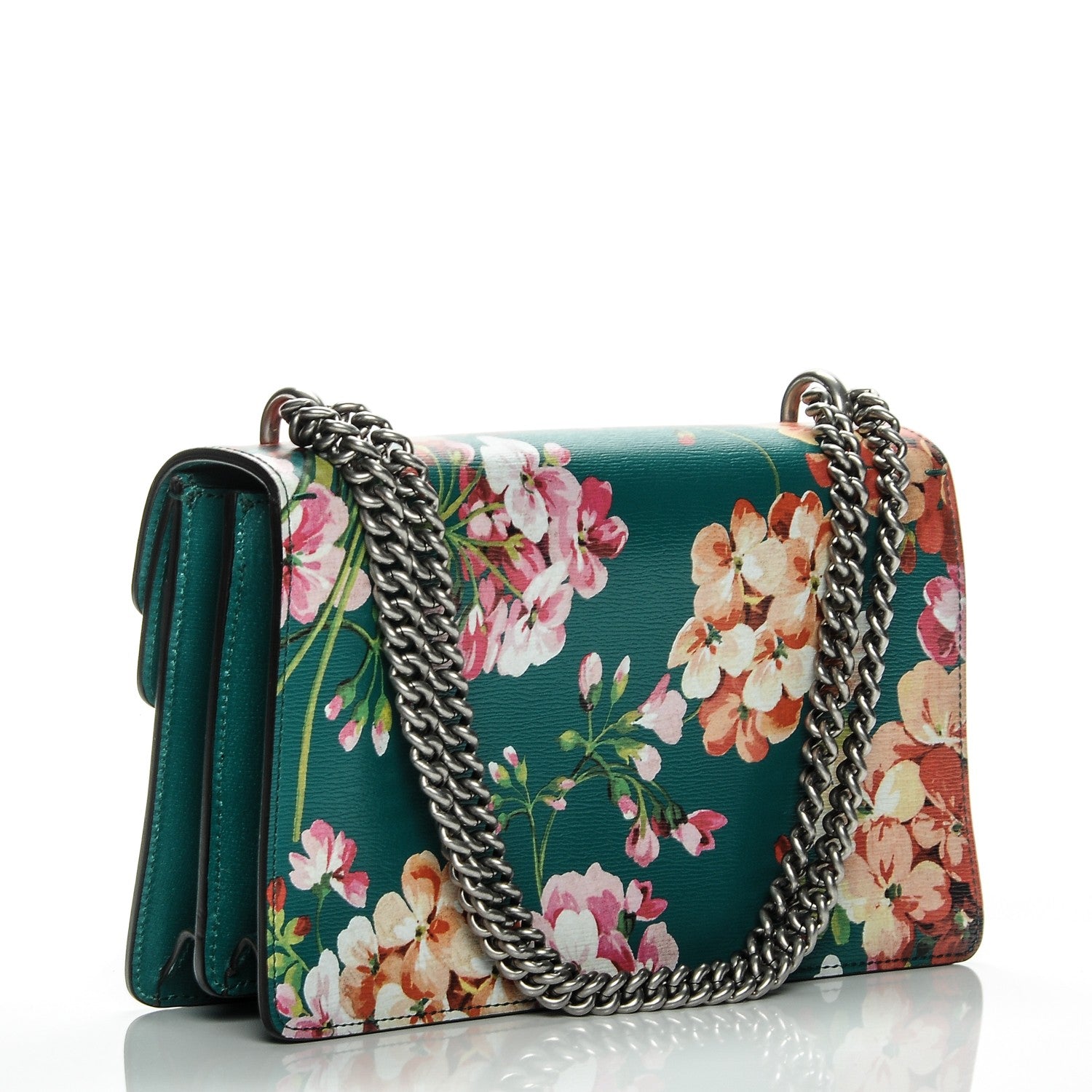 Gucci Calfskin Blooms Print Small Dionysus Shoulder Bag Bright Emerald Multicolor 3 of 6