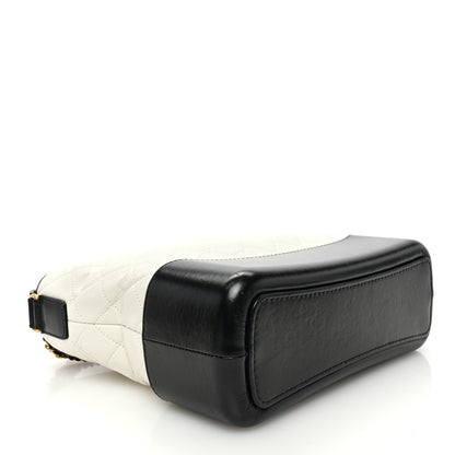 Chanel Aged Calfskin Quilted Medium Gabrielle Hobo Black White 4 of 10