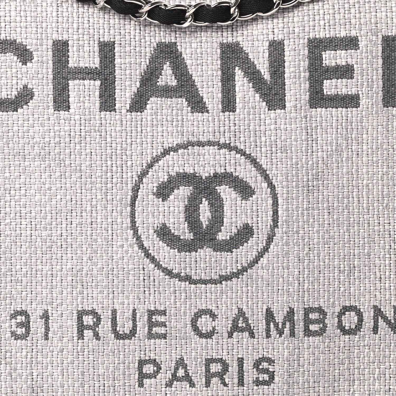 Chanel Woven Straw Raffia Small Deauville Messenger Grey 8 of 11