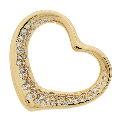 Tiffany 18K Yellow Gold Diamond 28mm Elsa Peretti Open Heart Pendant 1 of 3