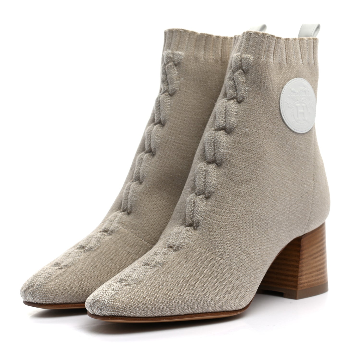 Knit Calfskin Volver 60 Ankle Boots 35.5 Nocciola