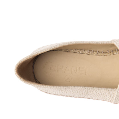 Chanel Crackled Calfskin Espadrilles 38 Beige Black 7 of 9