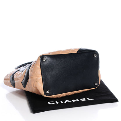 Chanel Calfskin Quilted Medium Cambon Tote Beige Black 6 of 12