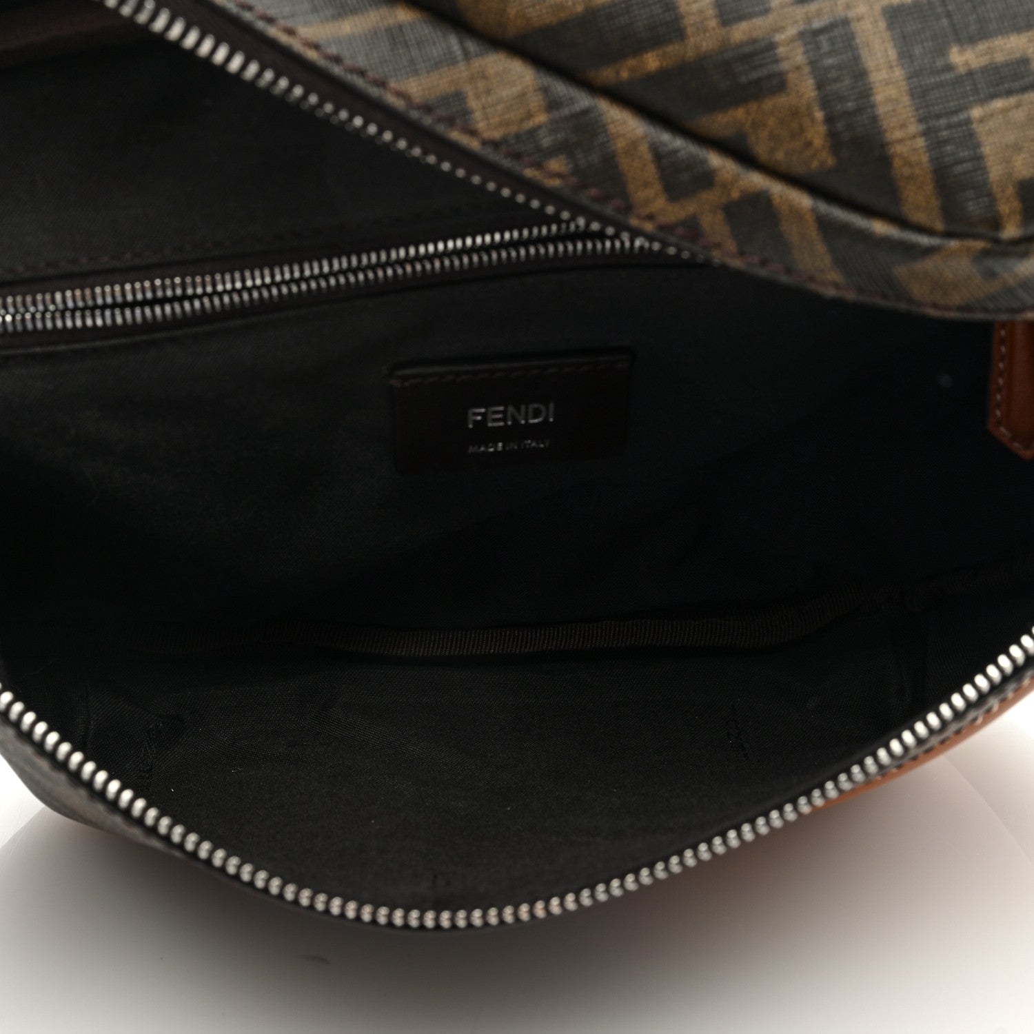 Fendi Glazed Fabric Vitello King FF 1974 Diagonal Belt Bag Tobacco Moro Cuoio 5 of 8