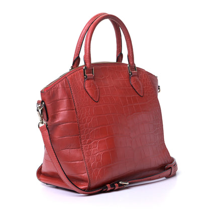 MCM Calfskin Crocodile Embossed Tote Ruby Red 2 of 5