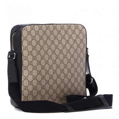 Gucci GG Supreme Monogram Flat Messenger Bag Black 2 of 9
