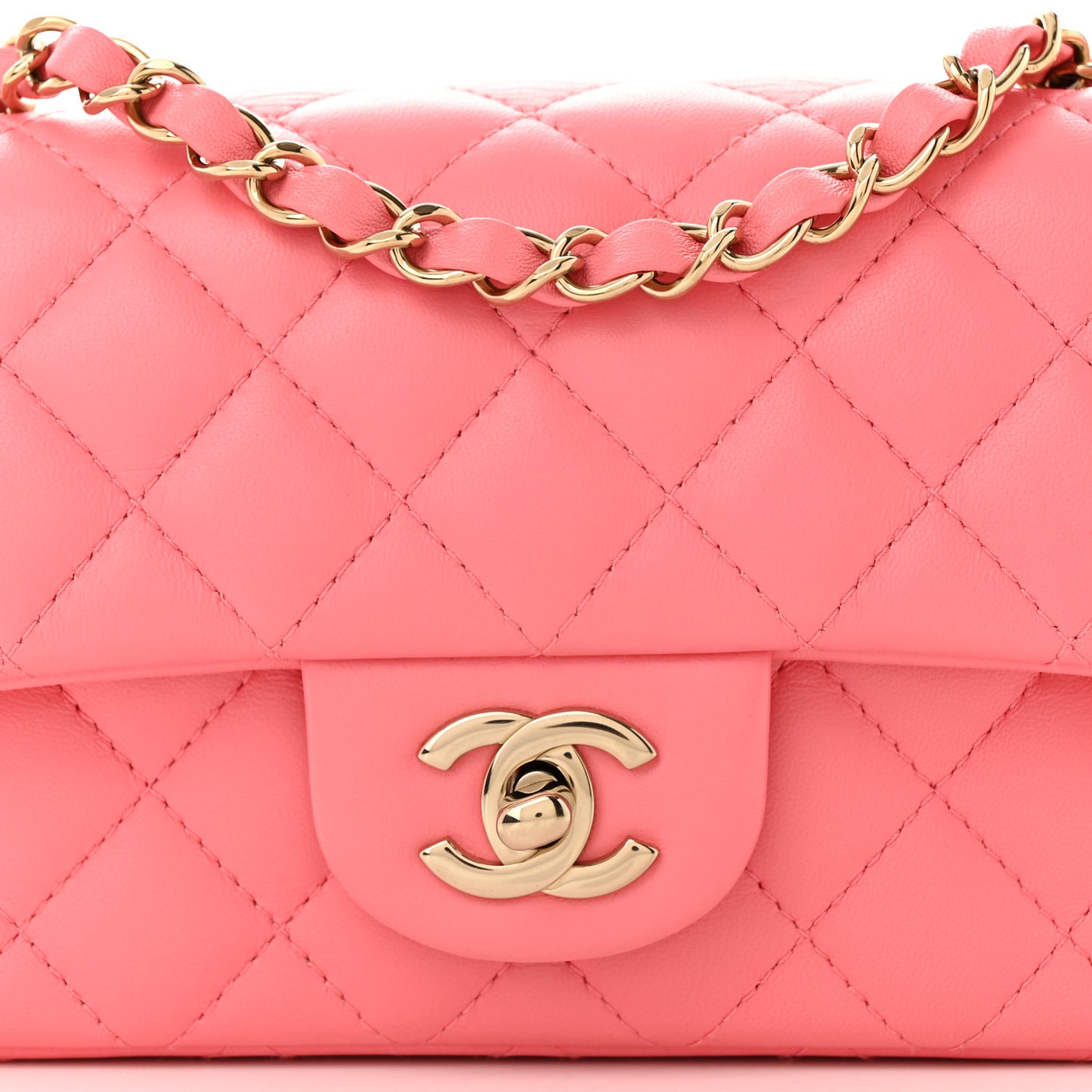 Lambskin Quilted Mini Rectangular Flap Pink