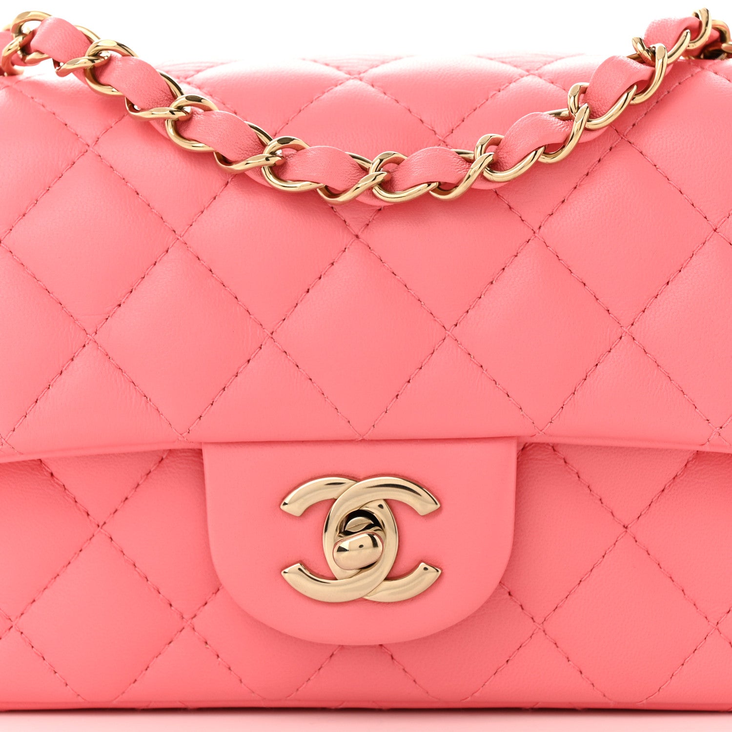 Chanel Lambskin Quilted Mini Rectangular Flap Pink 8 of 11