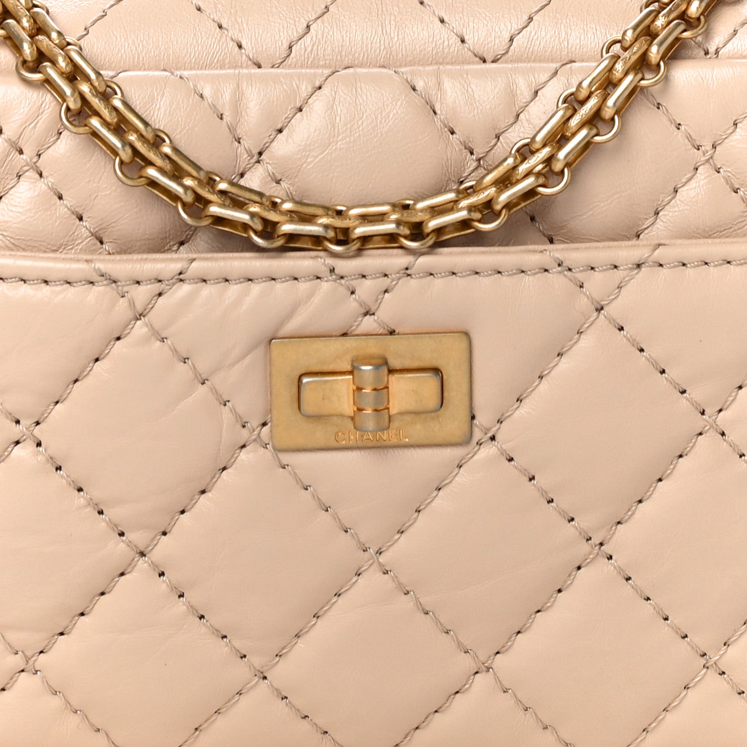 Chanel Aged Calfskin Quilted Mini Reissue Camera Case Beige Clair 7 of 9