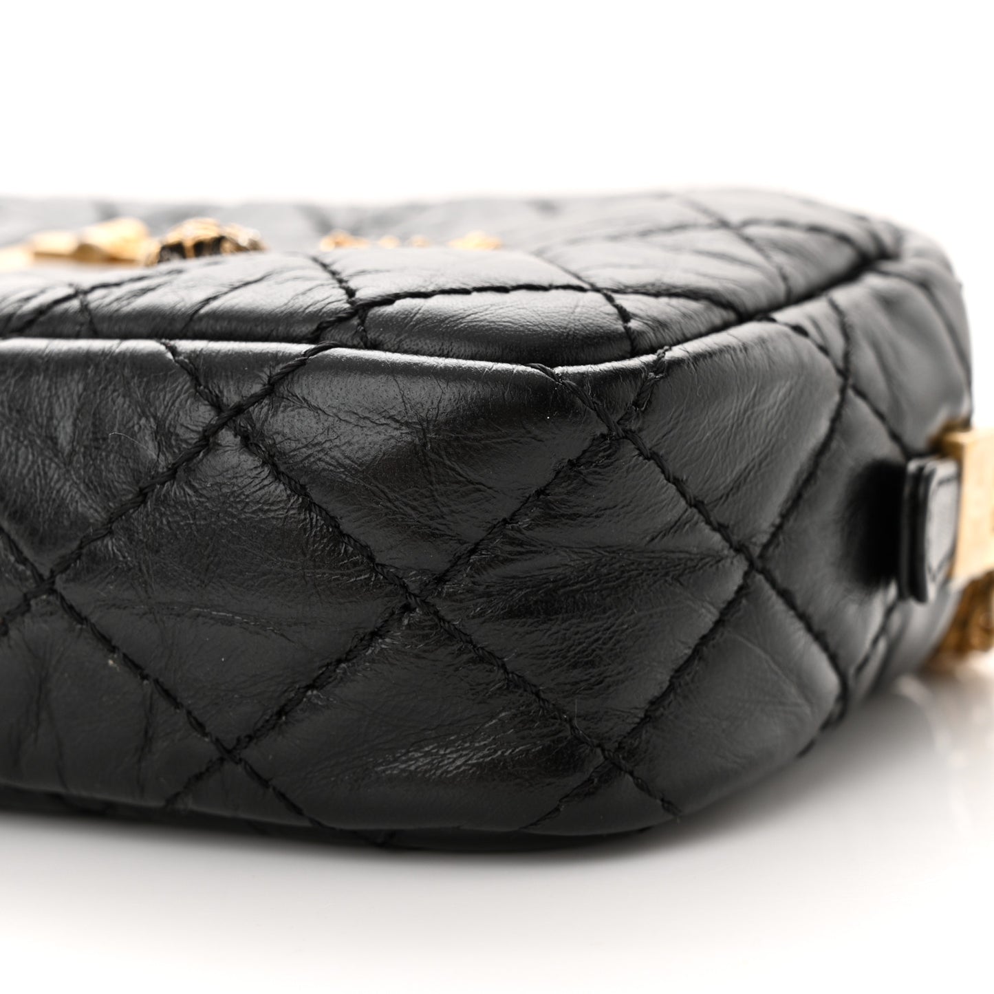 Aged Calfskin Quilted Mini Reissue Camera Case Black
