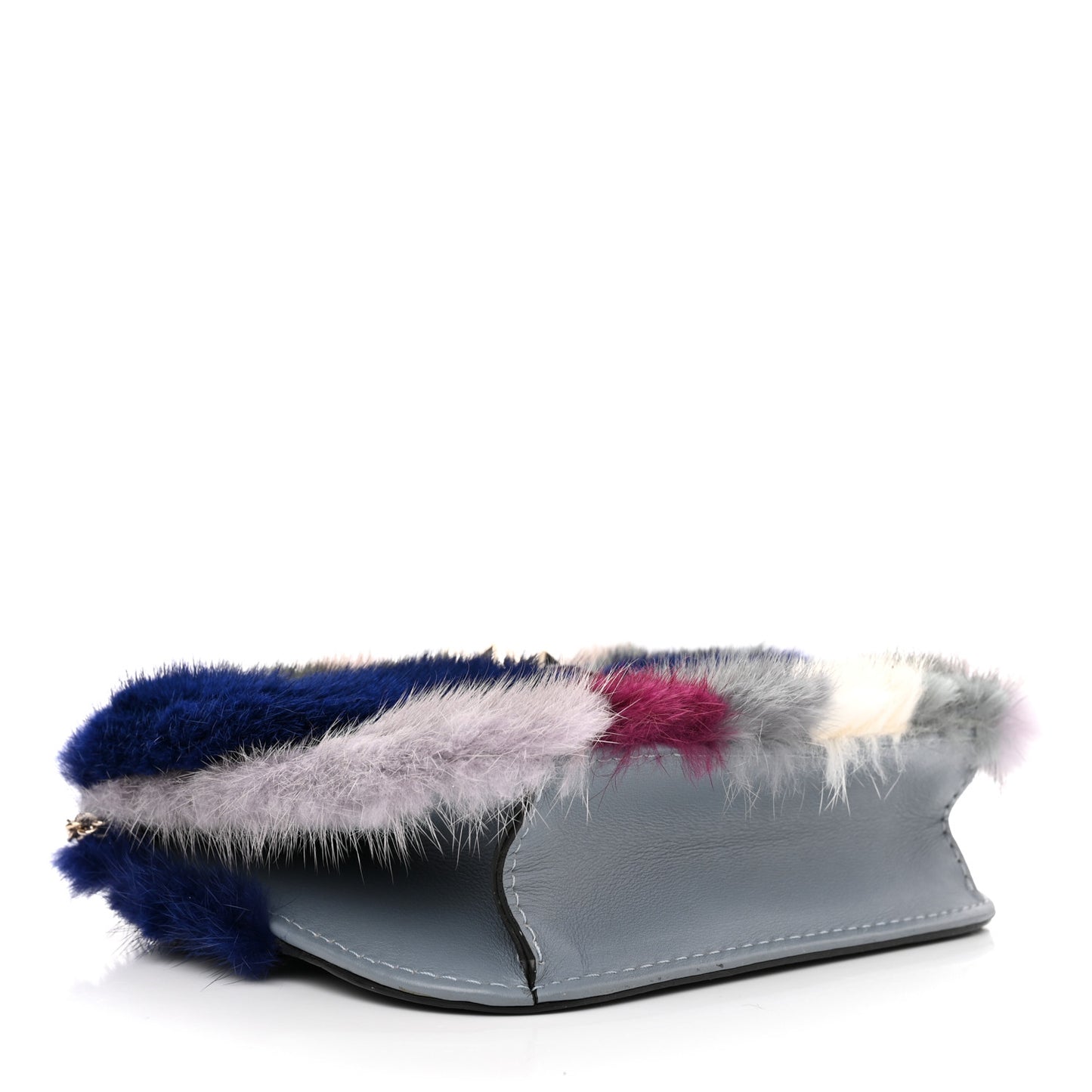 Mink Fur Colorblock Small Glam Lock Rockstud Flap Multicolor