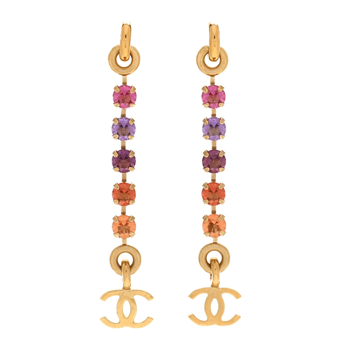 Crystal CC Drop Earrings Multicolor