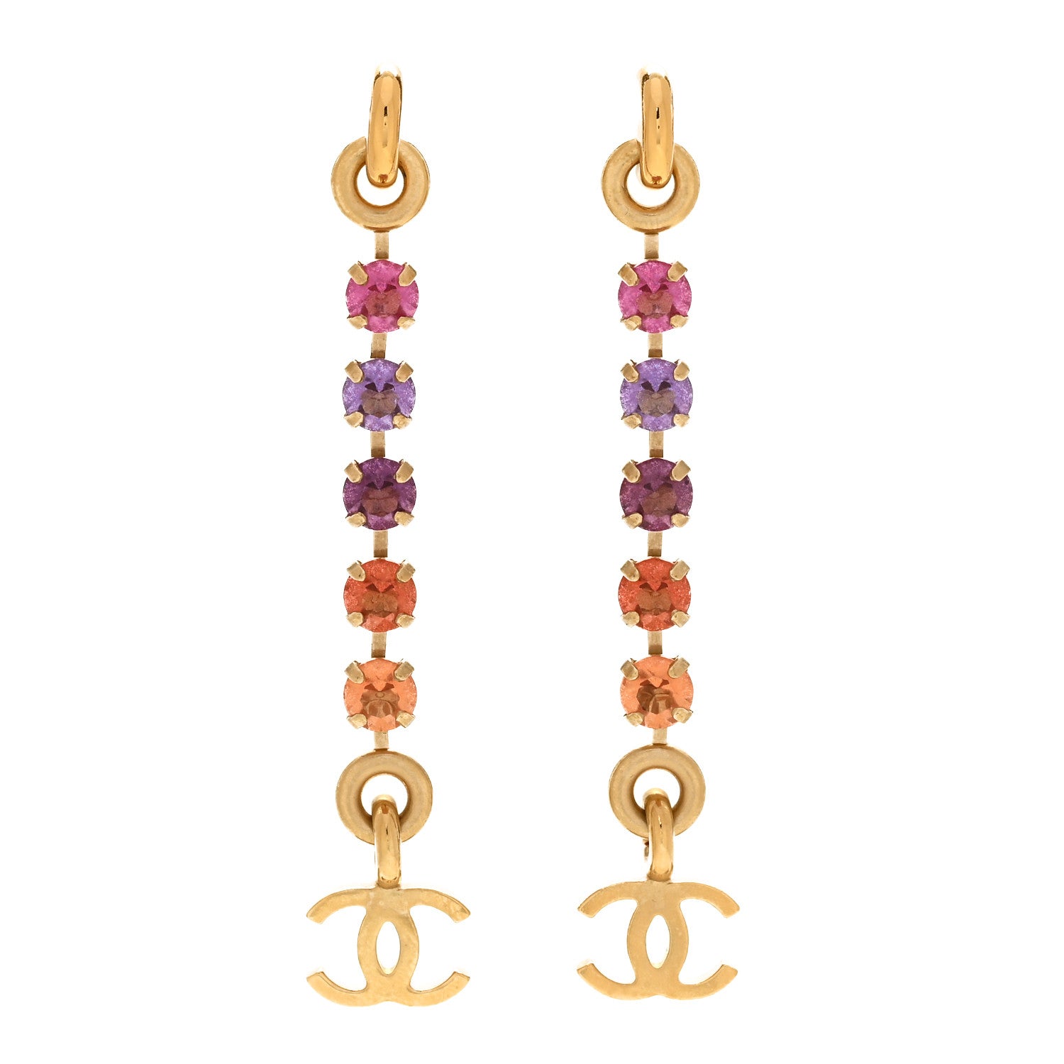 Chanel Crystal CC Drop Earrings Multicolor 1 of 5