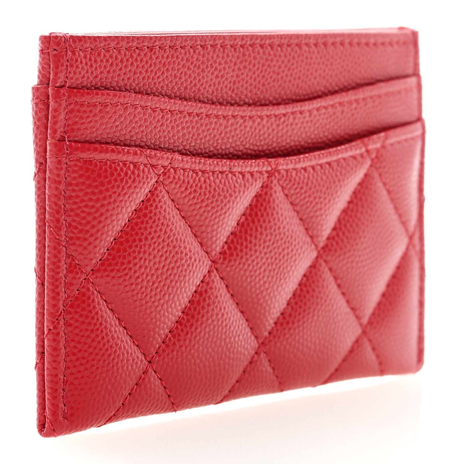 Chanel Caviar Quilted Card Holder Red 3 of 6