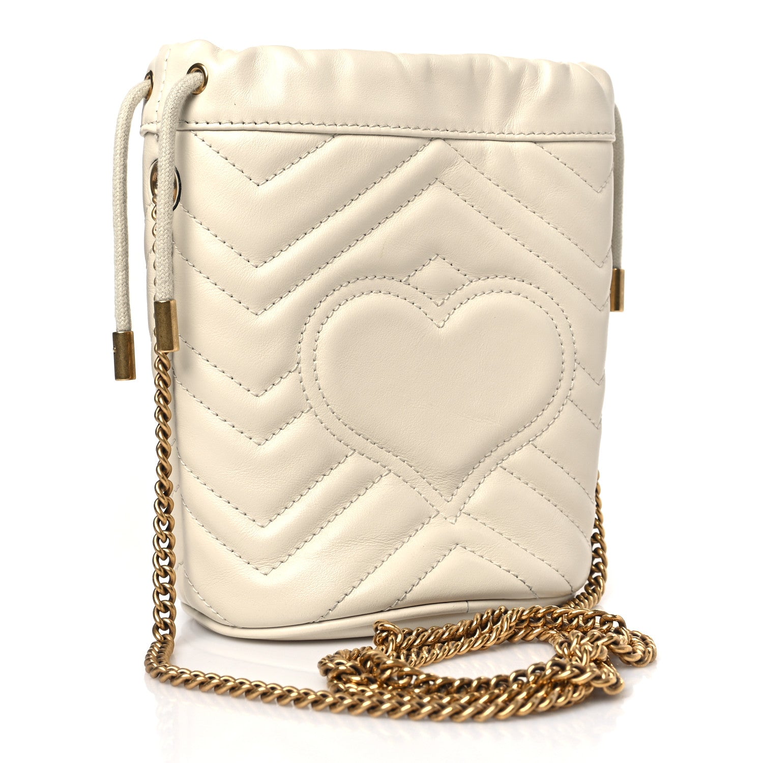 Gucci Calfskin Matelasse Mini GG Marmont 2.0 Bucket Bag White 3 of 8