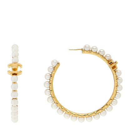 Chanel Pearl CC More Is More Hoop Earrings Gold 1 of 4