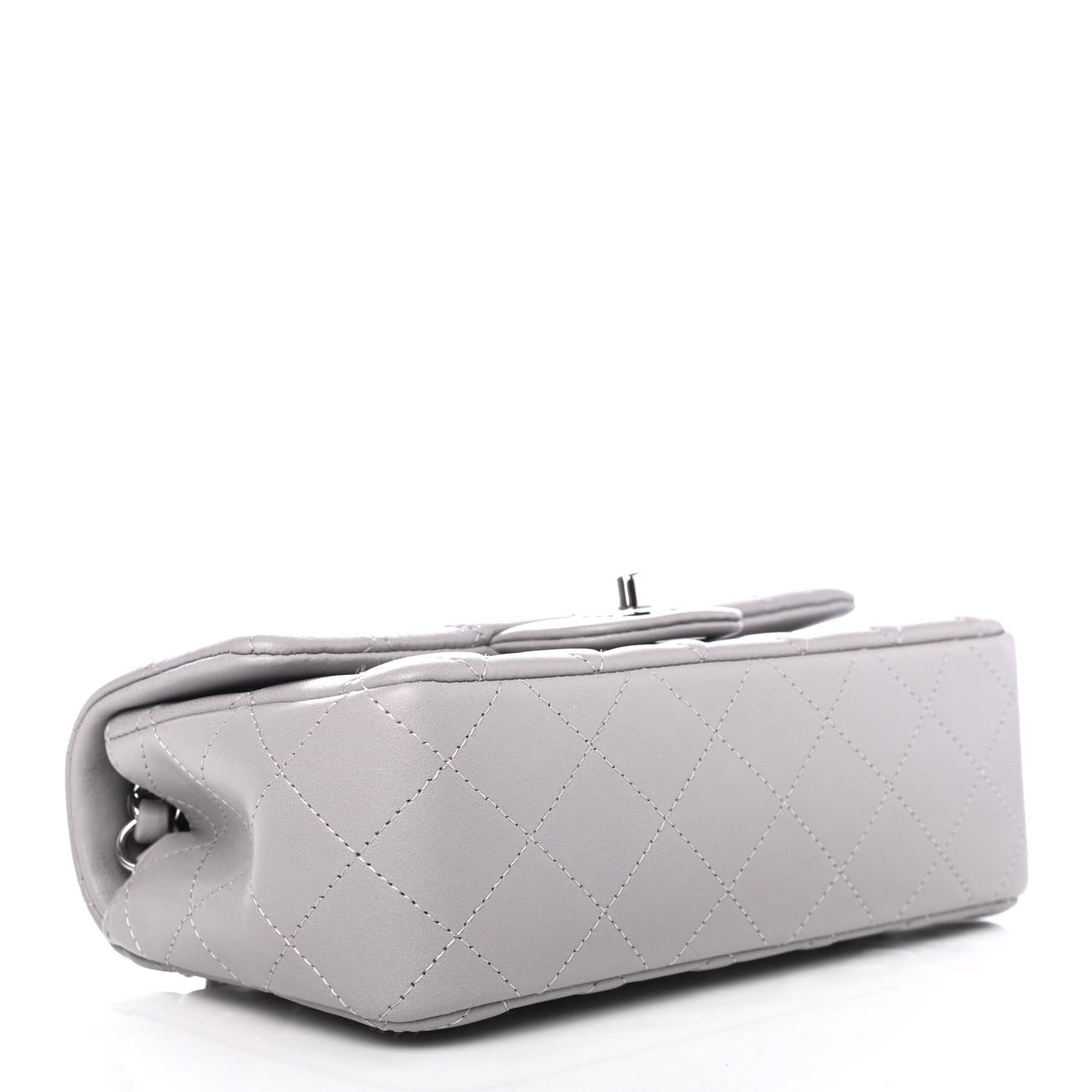 Lambskin Quilted Mini Rectangular Flap Grey
