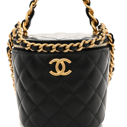 Chanel Lambskin Quilted Afternoon Tea Top Handle Vanity Case With Chain Black 8 of 12