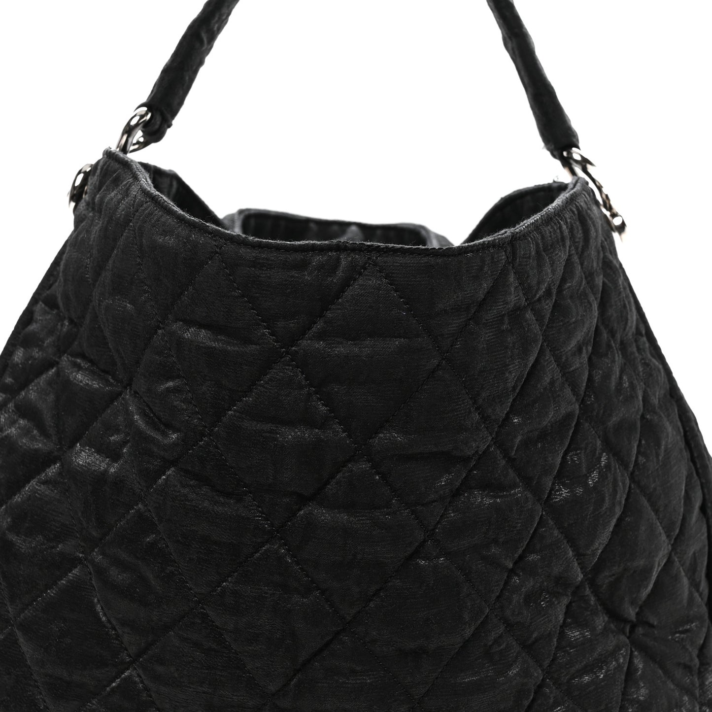 Crinkled Coated Canvas Le Marais Hobo Black