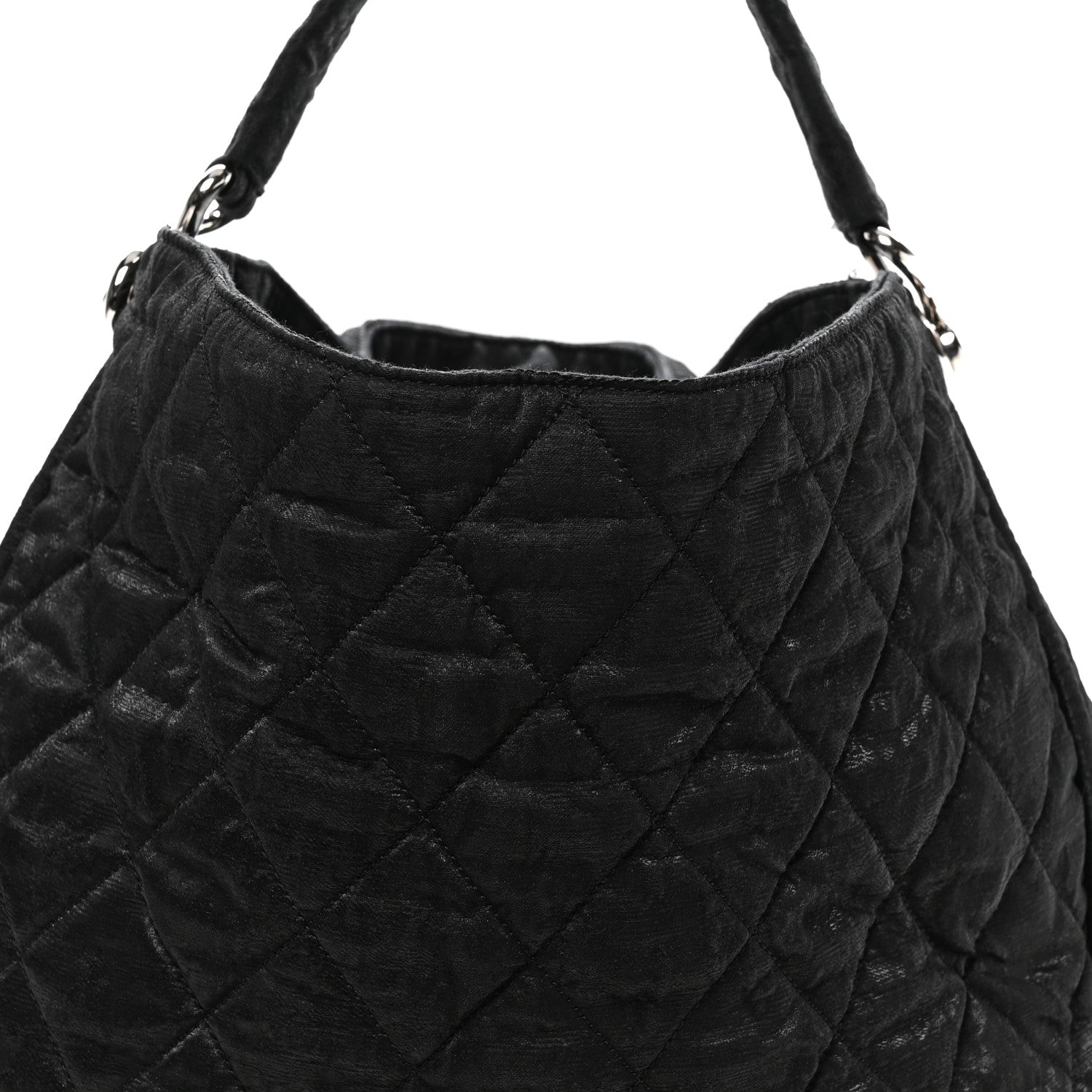 Chanel Crinkled Coated Canvas Le Marais Hobo Black 7 of 9